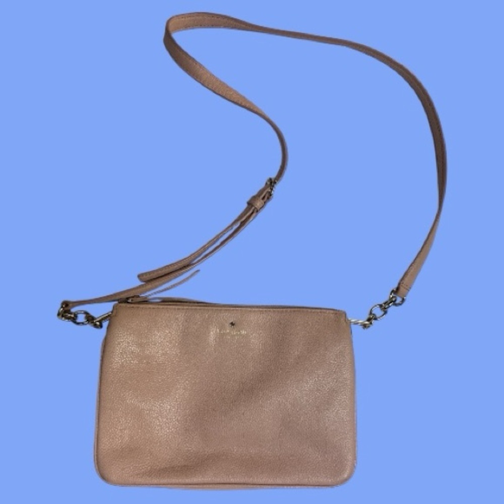 Kate Spade Elegant Tan/Pink Leather Shoulder Bag